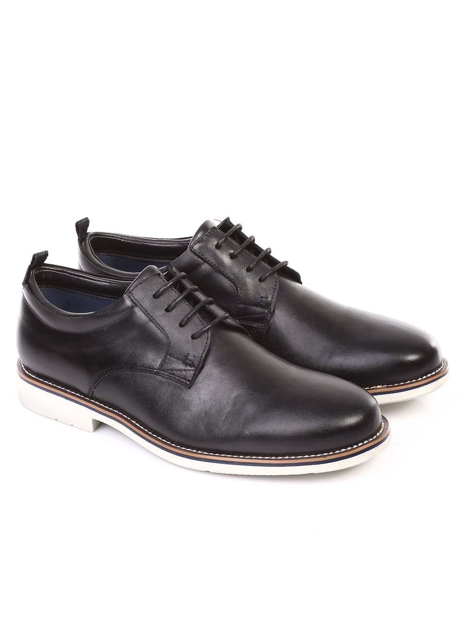 Спортно-елегантни мъжки обувки от естествена кожа 7N-18141 black