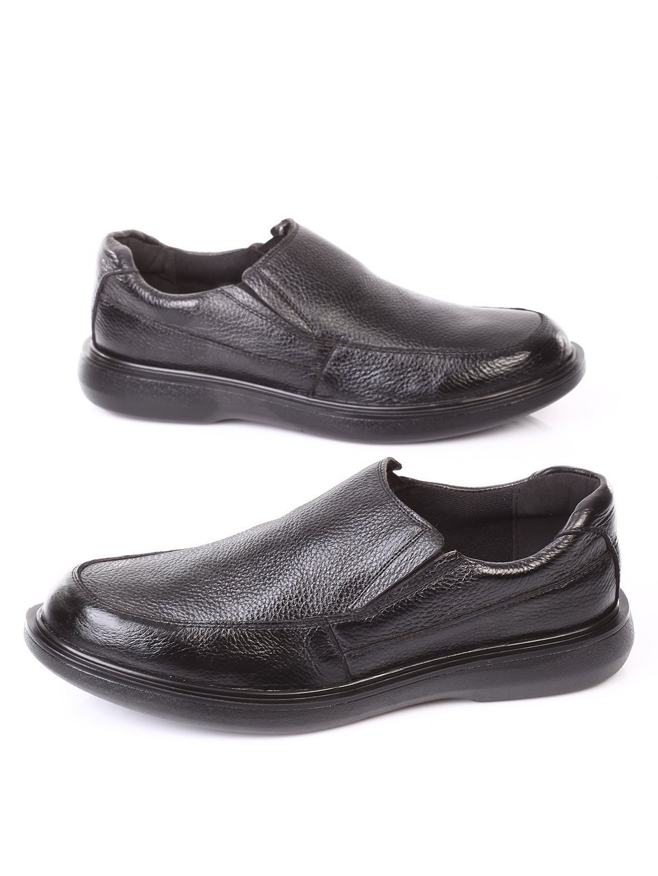 Ежедневни мъжки обувки от естествена кожа в черно 7N-17825 black