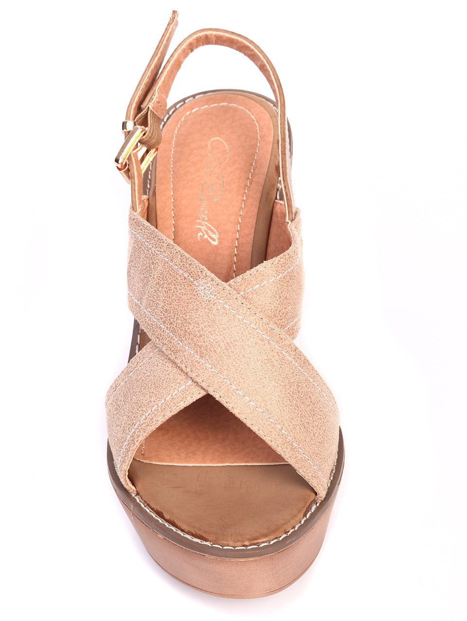 Ежедневни дамски сандали на платформа в бежово 4A-17299 beige
