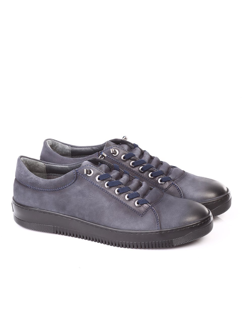 Ежедневни мъжки обувки от естествен набук в синьо 7AT-171127 blue nubuck