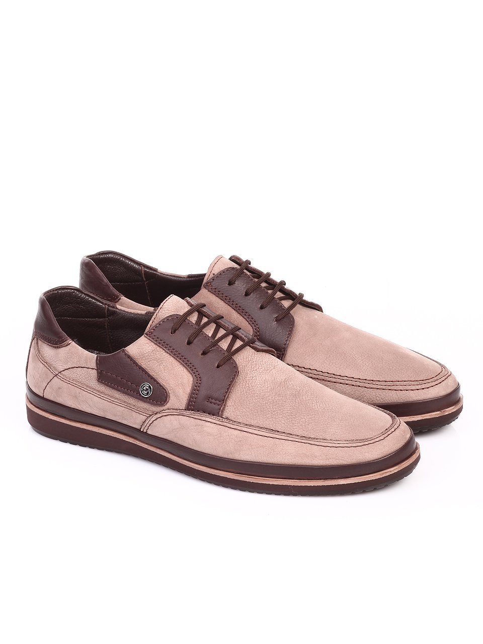 Спортно-елегантни мъжки обувки от естествен велур 7AT-17604 brown