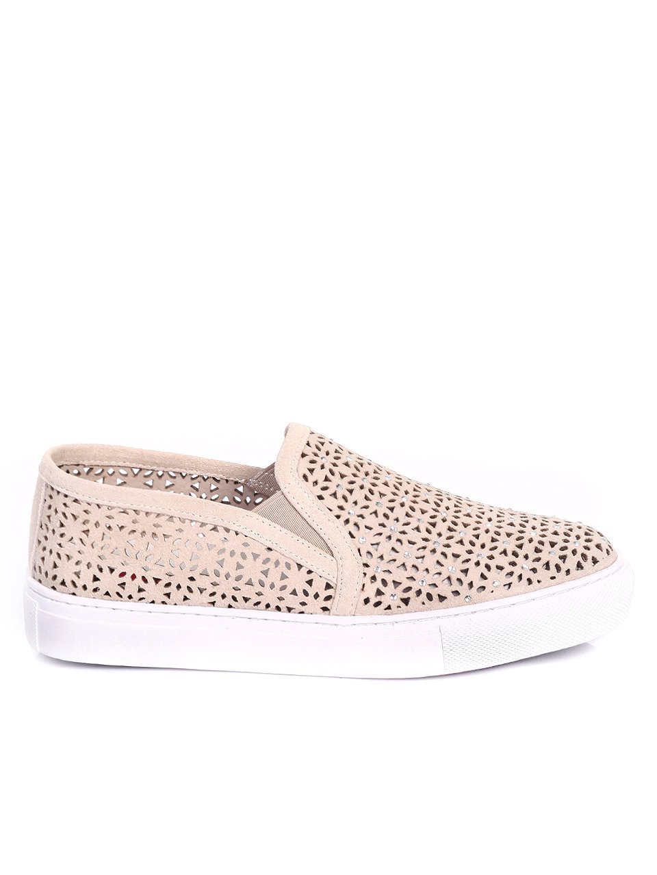 Ежедневни дамски обувки от естествен велур 3I-17289 off white 