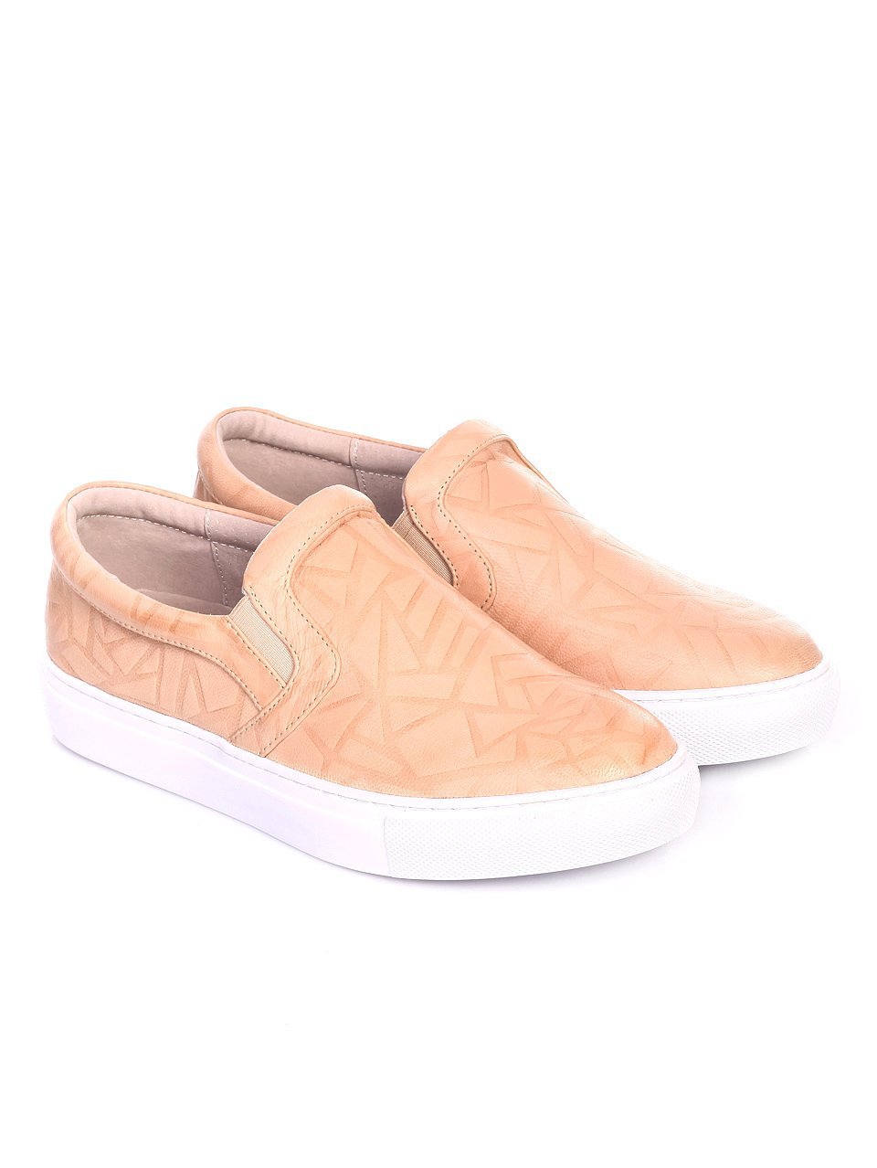 Ежедневни дамски обувки от естествена кожа 3I-17272 beige