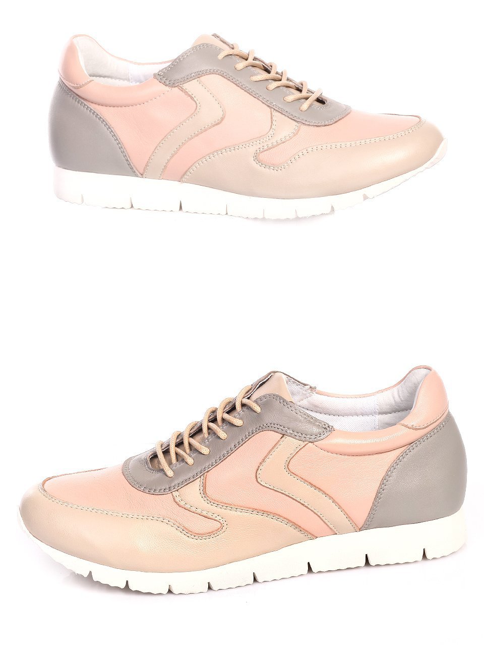 Ежедневни дамски обувки от естествена кожа 3I-17273 pink