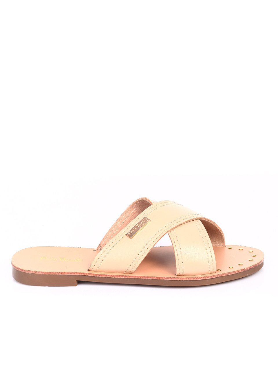Ежедневни дамски чехли в бежово 5D-17437 off white