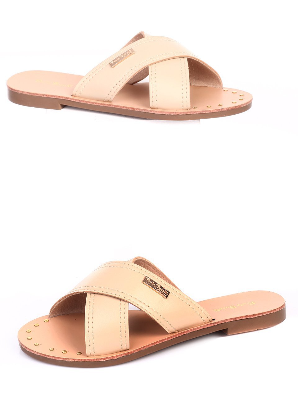 Ежедневни дамски чехли в бежово 5D-17437 off white
