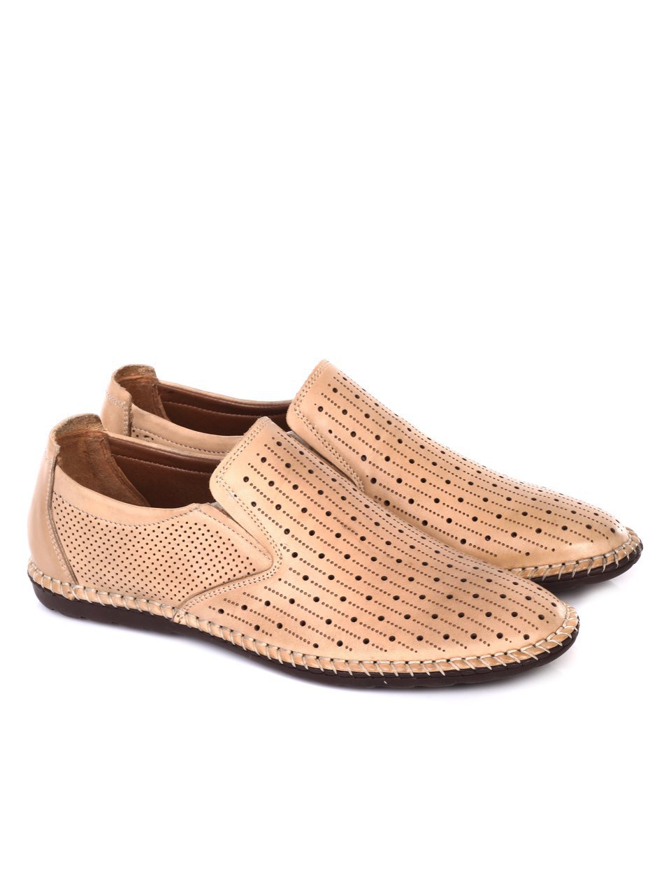 Ежедневни мъжки обувки от естествена кожа в бежово 7AT-18584 beige