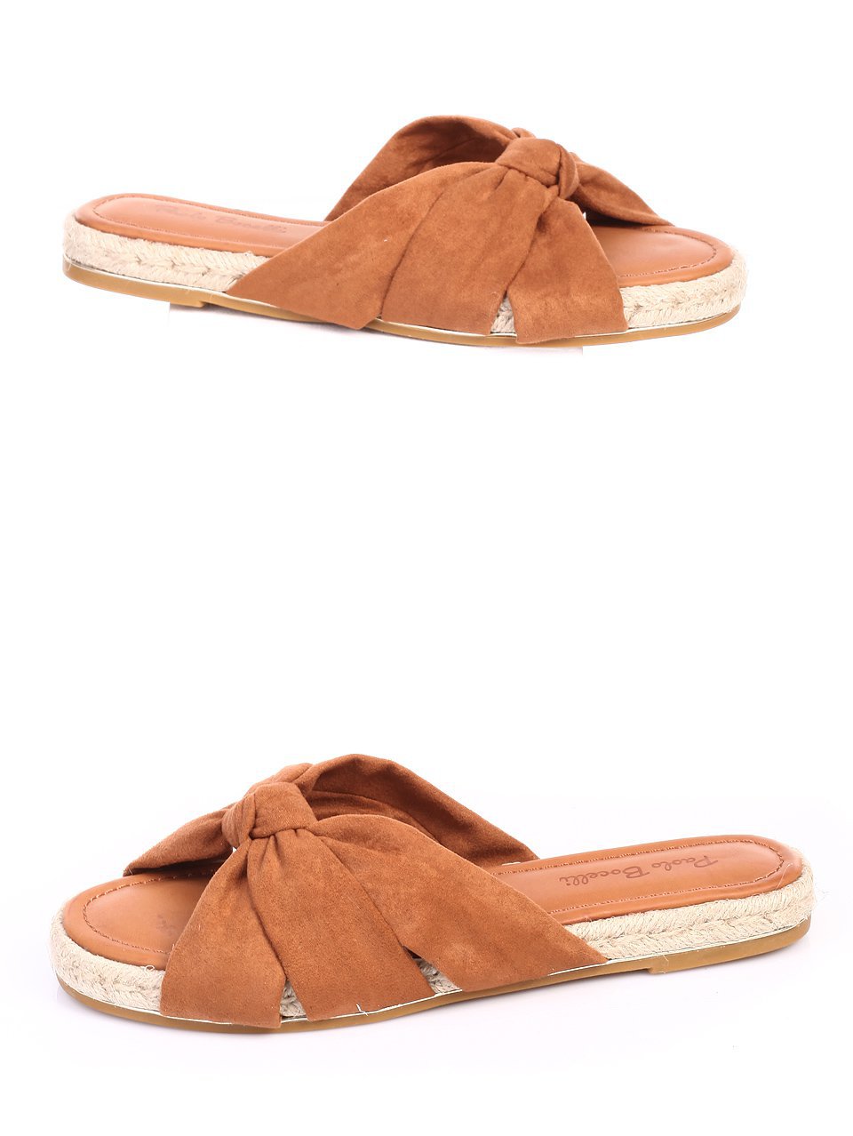Ежедневни дамски чехли в цвят камел 5L-17132 camel