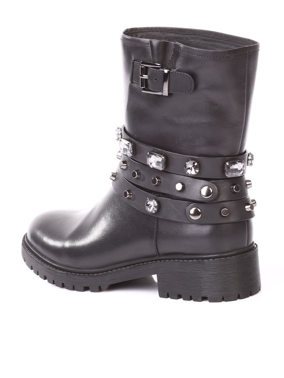 Ежедневни дамски боти от естествена кожа 2I-17759 black