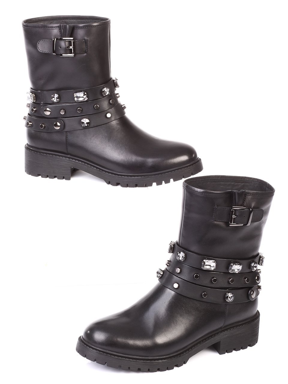 Ежедневни дамски боти от естествена кожа 2I-17759 black