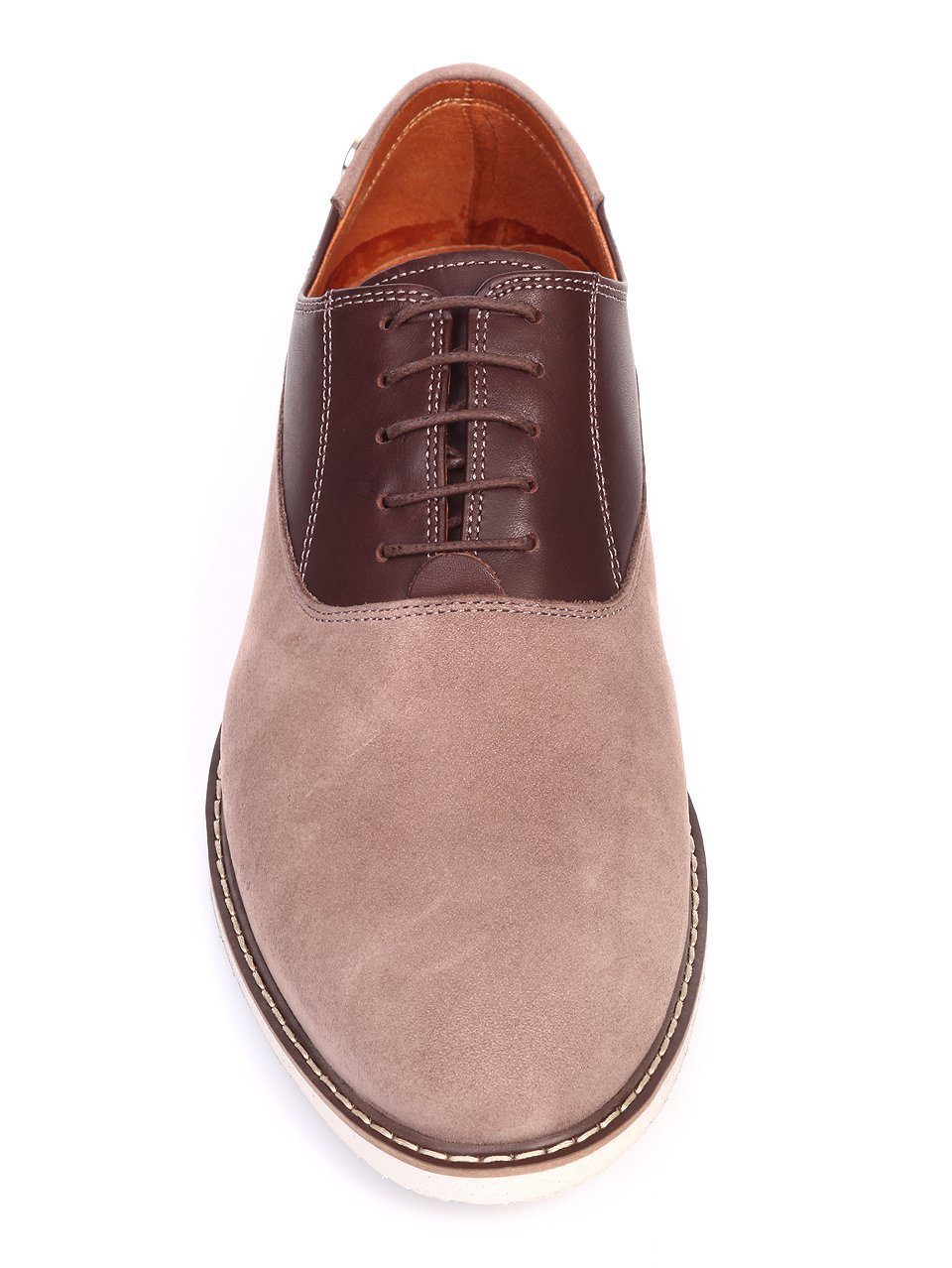 Мъжки обувки от естествена кожа  и естествен велур 7AT-17557 brown