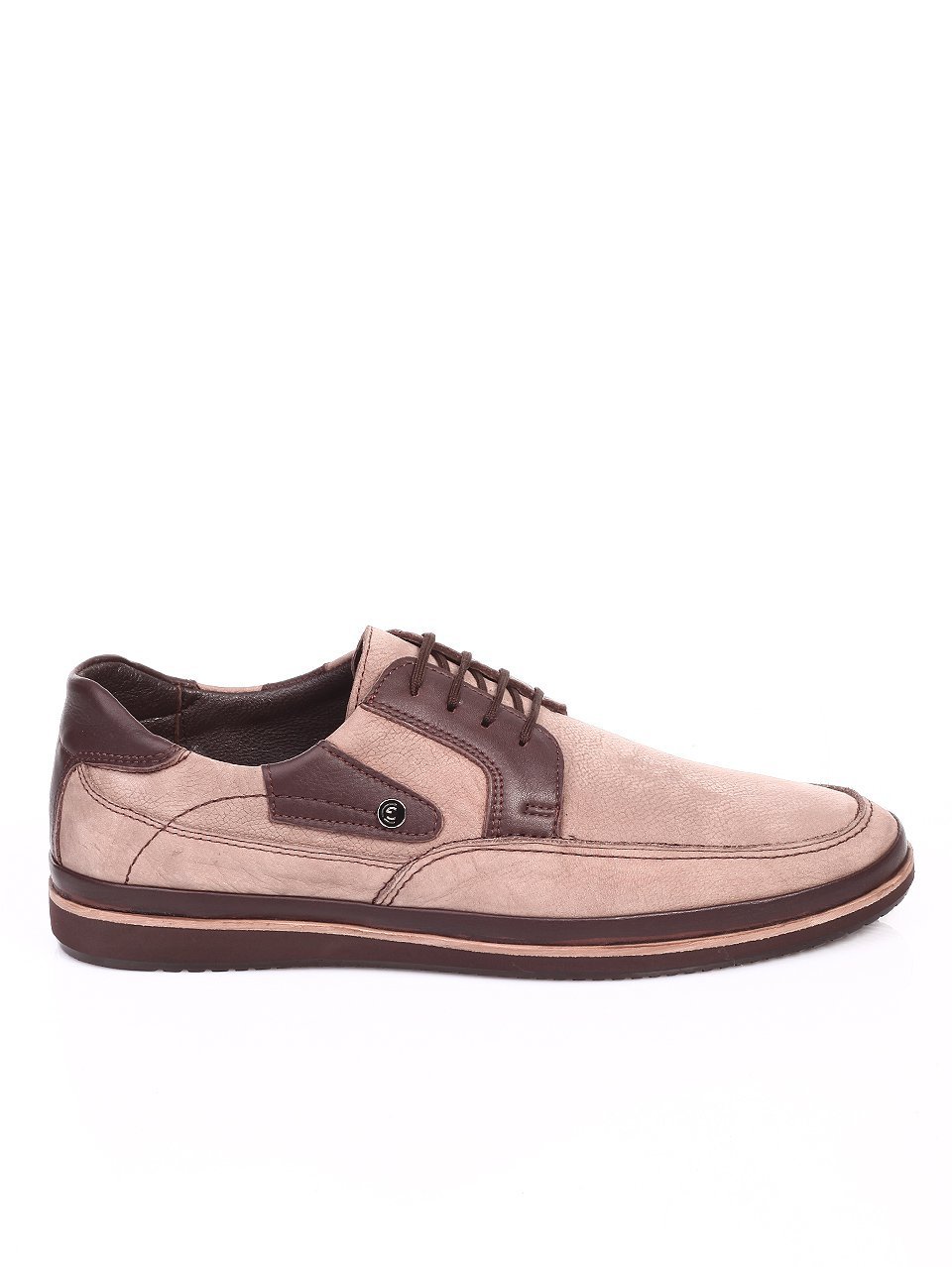 Спортно-елегантни мъжки обувки от естествен велур 7AT-17604 brown